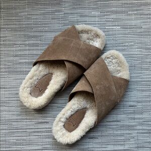 Marc Fisher Tan Shearling Slippers